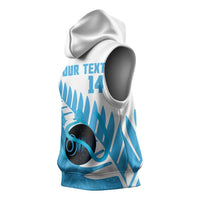 New Zealand Lawn Bowls Prostate Cancer Custom Sleeveless Hoodie Aotearoa Maori Silver Fern Blue Ribbon - Polynesian Pride