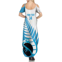 New Zealand Lawn Bowls Prostate Cancer Custom Summer Maxi Dress Aotearoa Maori Silver Fern Blue Ribbon LT14 - Polynesian Pride