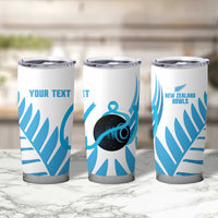 New Zealand Lawn Bowls Prostate Cancer Custom Tumbler Cup Aotearoa Maori Silver Fern Blue Ribbon - Polynesian Pride