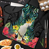 Sulphur-crested Cockatoo New Zealand Apron Paua Shell Aotearoa Maori Tropical Flowers - Polynesian Pride