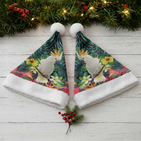 Sulphur-crested Cockatoo New Zealand Christmas Santa Hat Paua Shell Aotearoa Maori Tropical Flowers - Polynesian Pride