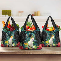 Sulphur-crested Cockatoo New Zealand Grocery Bag Paua Shell Aotearoa Maori Tropical Flowers - Polynesian Pride