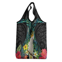 Sulphur-crested Cockatoo New Zealand Grocery Bag Paua Shell Aotearoa Maori Tropical Flowers - Polynesian Pride
