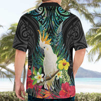 Sulphur-crested Cockatoo New Zealand Hawaiian Shirt Paua Shell Aotearoa Maori Tropical Flowers LT14 - Polynesian Pride