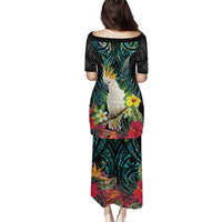 Sulphur-crested Cockatoo New Zealand Puletasi Paua Shell Aotearoa Maori Tropical Flowers - Polynesian Pride