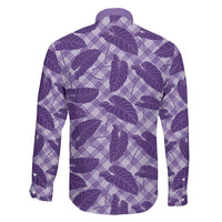 Purple Hawaii Kalo Palaka Motifs Family Matching Short Sleeve Bodycon Dress and Hawaiian Shirt Hawaiian Taro Leaves Elegant Vibes LT14 - Polynesian Pride