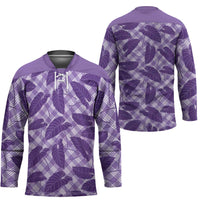 Purple Hawaii Kalo Palaka Motifs Hockey Jersey Hawaiian Taro Leaves Elegant Vibes - Polynesian Pride