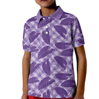Purple Hawaii Kalo Palaka Motifs Kid Polo Shirt Hawaiian Taro Leaves Elegant Vibes LT14 Kid Purple - Polynesian Pride