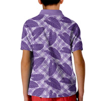 Purple Hawaii Kalo Palaka Motifs Kid Polo Shirt Hawaiian Taro Leaves Elegant Vibes LT14 - Polynesian Pride