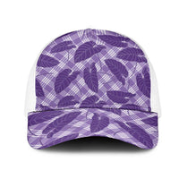 Purple Hawaii Kalo Palaka Motifs Mesh Trucker Cap Hawaiian Taro Leaves Elegant Vibes