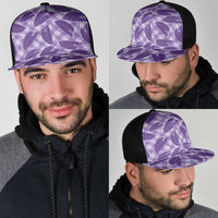 Purple Hawaii Kalo Palaka Motifs Mesh Trucker Cap Hawaiian Taro Leaves Elegant Vibes