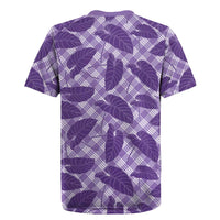 Purple Hawaii Kalo Palaka Motifs Rugby Jersey Hawaiian Taro Leaves Elegant Vibes - Polynesian Pride