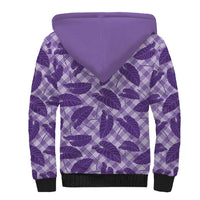 Purple Hawaii Kalo Palaka Motifs Sherpa Hoodie Hawaiian Taro Leaves Elegant Vibes LT14 - Polynesian Pride