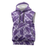Purple Hawaii Kalo Palaka Motifs Sleeveless Hoodie Hawaiian Taro Leaves Elegant Vibes LT14 Purple - Polynesian Pride