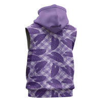 Purple Hawaii Kalo Palaka Motifs Sleeveless Hoodie Hawaiian Taro Leaves Elegant Vibes LT14 - Polynesian Pride