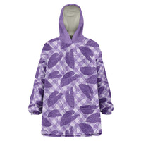 Purple Hawaii Kalo Palaka Motifs Wearable Blanket Hoodie Hawaiian Taro Leaves Elegant Vibes LT14 One Size Purple - Polynesian Pride