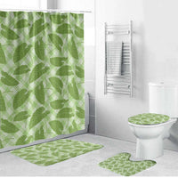 Green Hawaii Kalo Palaka Motifs Bathroom Set Hawaiian Taro Leaves Elegant Vibes LT14 Bathroom Set (4 pcs) Green - Polynesian Pride