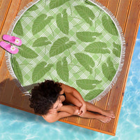 Green Hawaii Kalo Palaka Motifs Beach Blanket Hawaiian Taro Leaves Elegant Vibes LT14 - Polynesian Pride