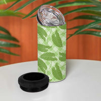 Green Hawaii Kalo Palaka Motifs 4 in 1 Can Cooler Tumbler Hawaiian Taro Leaves Elegant Vibes LT14 - Polynesian Pride