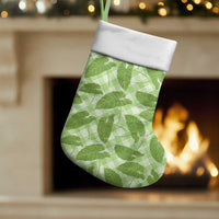 Green Hawaii Kalo Palaka Motifs Christmas Stocking Hawaiian Taro Leaves Elegant Vibes - Polynesian Pride