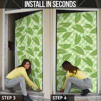 Green Hawaii Kalo Palaka Motifs Door Cover Hawaiian Taro Leaves Elegant Vibes - Polynesian Pride