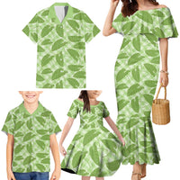 Green Hawaii Kalo Palaka Motifs Family Matching Mermaid Dress and Hawaiian Shirt Hawaiian Taro Leaves Elegant Vibes LT14 - Polynesian Pride