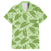 Green Hawaii Kalo Palaka Motifs Family Matching Off The Shoulder Long Sleeve Dress and Hawaiian Shirt Hawaiian Taro Leaves Elegant Vibes LT14 Dad's Shirt - Short Sleeve Green - Polynesian Pride