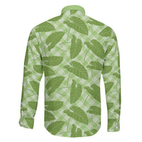 Green Hawaii Kalo Palaka Motifs Family Matching Off Shoulder Short Dress and Hawaiian Shirt Hawaiian Taro Leaves Elegant Vibes LT14 - Polynesian Pride