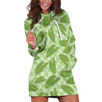 Green Hawaii Kalo Palaka Motifs Hoodie Dress Hawaiian Taro Leaves Elegant Vibes LT14 Green - Polynesian Pride