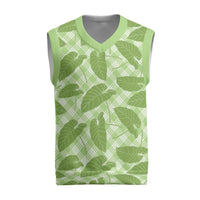 Green Hawaii Kalo Palaka Motifs Christmas Knitted V-Neck Vest Hawaiian Taro Leaves Elegant Vibes LT14 Green - Polynesian Pride