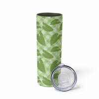 Green Hawaii Kalo Palaka Motifs Skinny Tumbler Hawaiian Taro Leaves Elegant Vibes LT14 - Polynesian Pride