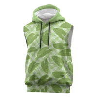Green Hawaii Kalo Palaka Motifs Sleeveless Hoodie Hawaiian Taro Leaves Elegant Vibes LT14 Green - Polynesian Pride