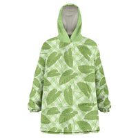Green Hawaii Kalo Palaka Motifs Wearable Blanket Hoodie Hawaiian Taro Leaves Elegant Vibes LT14 One Size Green - Polynesian Pride