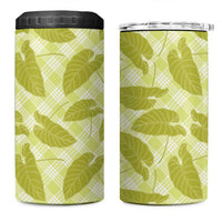 Lime Green Hawaii Kalo Palaka Motifs 4 in 1 Can Cooler Tumbler Hawaiian Taro Leaves Elegant Vibes LT14 One Size: 16 oz Lime Green - Polynesian Pride