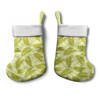 Lime Green Hawaii Kalo Palaka Motifs Christmas Stocking Hawaiian Taro Leaves Elegant Vibes - Polynesian Pride