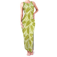 Lime Green Hawaii Kalo Palaka Motifs Family Matching Tank Maxi Dress and Hawaiian Shirt Hawaiian Taro Leaves Elegant Vibes LT14 Mom's Dress Lime Green - Polynesian Pride