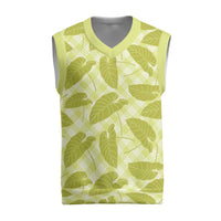 Lime Green Hawaii Kalo Palaka Motifs Christmas Knitted V-Neck Vest Hawaiian Taro Leaves Elegant Vibes LT14 Lime Green - Polynesian Pride