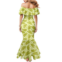 Lime Green Hawaii Kalo Palaka Motifs Mermaid Dress Hawaiian Taro Leaves Elegant Vibes LT14 - Polynesian Pride