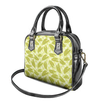 Lime Green Hawaii Kalo Palaka Motifs Shoulder Handbag Hawaiian Taro Leaves Elegant Vibes - Polynesian Pride