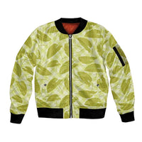 Lime Green Hawaii Kalo Palaka Motifs Sleeve Zip Bomber Jacket Hawaiian Taro Leaves Elegant Vibes LT14 Unisex Lime Green - Polynesian Pride