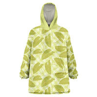 Lime Green Hawaii Kalo Palaka Motifs Wearable Blanket Hoodie Hawaiian Taro Leaves Elegant Vibes LT14 One Size Lime Green - Polynesian Pride