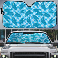 Blue Hawaii Kalo Palaka Motifs Auto Sun Shade Hawaiian Taro Leaves Elegant Vibes LT14 Blue - Polynesian Pride