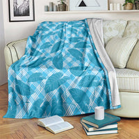 Blue Hawaii Kalo Palaka Motifs Blanket Hawaiian Taro Leaves Elegant Vibes LT14 Blue - Polynesian Pride