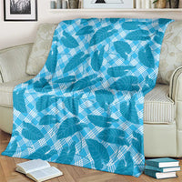 Blue Hawaii Kalo Palaka Motifs Blanket Hawaiian Taro Leaves Elegant Vibes LT14 - Polynesian Pride