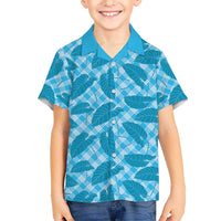 Blue Hawaii Kalo Palaka Motifs Family Matching Summer Maxi Dress and Hawaiian Shirt Hawaiian Taro Leaves Elegant Vibes LT14 Son's Shirt Blue - Polynesian Pride