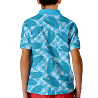 Blue Hawaii Kalo Palaka Motifs Kid Polo Shirt Hawaiian Taro Leaves Elegant Vibes LT14 - Polynesian Pride
