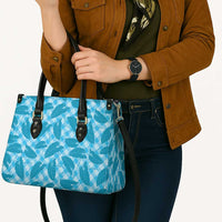Blue Hawaii Kalo Palaka Motifs Leather Bag Hawaiian Taro Leaves Elegant Vibes - Polynesian Pride