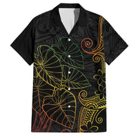 Aloha Hawaii Kalo Family Matching Off Shoulder Maxi Dress and Hawaiian Shirt Reggae Taro Polynesian Pattern LT14 Dad's Shirt - Short Sleeve Black - Polynesian Pride