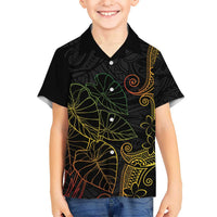 Aloha Hawaii Kalo Family Matching Off Shoulder Maxi Dress and Hawaiian Shirt Reggae Taro Polynesian Pattern LT14 Son's Shirt Black - Polynesian Pride