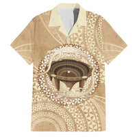 Tonga Skink Kava Bowl Family Matching Summer Maxi Dress and Hawaiian Shirt Vintage Tongan Ngatu Pattern LT14 Dad's Shirt - Short Sleeve Brown - Polynesian Pride